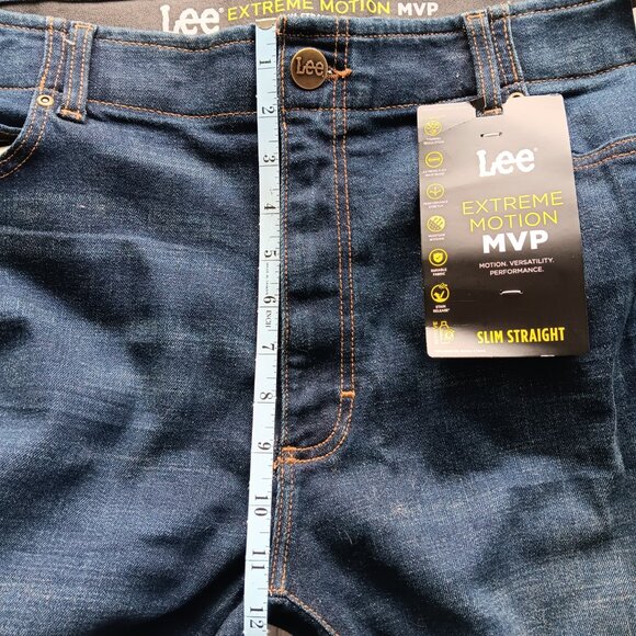 Lee Extreme Motion Cotton Denim Blue Jeans MVP Slim Straight Cobra Blue 42 x 32 - Picture 9 of 10